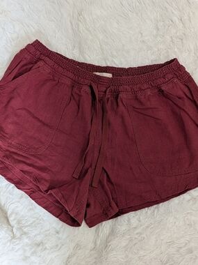 Altar'd State Burgundy Drawstring Pocket Shorts